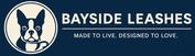 Bayside Leashes logo with a dog illustration on a blue background